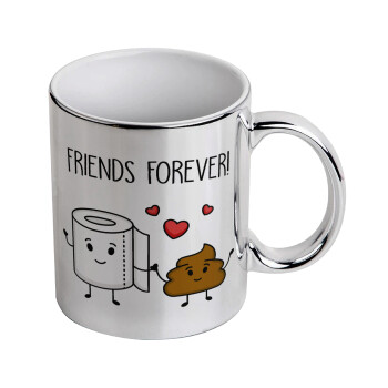 Friends forever, Mug ceramic, silver mirror, 330ml