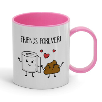 Friends forever, Κούπα (πλαστική) (BPA-FREE) Polymer Ροζ για παιδιά, 330ml