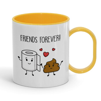 Friends forever, Κούπα (πλαστική) (BPA-FREE) Polymer Κίτρινη για παιδιά, 330ml