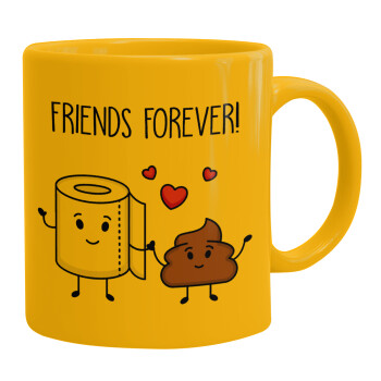 Friends forever, Ceramic coffee mug yellow, 330ml (1pcs)