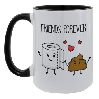 Friends forever, Κούπα Mega 15oz, κεραμική Μαύρη, 450ml