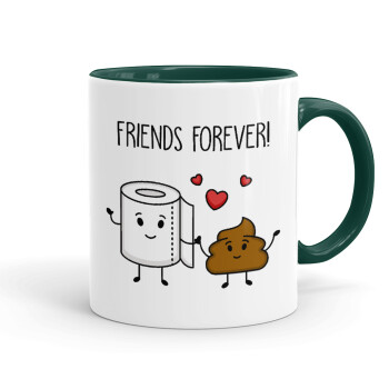 Friends forever, Mug colored green, ceramic, 330ml