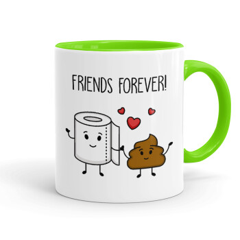Friends forever, Mug colored light green, ceramic, 330ml