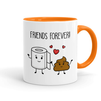 Friends forever, Κούπα χρωματιστή πορτοκαλί, κεραμική, 330ml