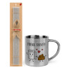 Easter Set, metallic thermal cup (300ml) & Easter aromatic flat candle (30cm) (GRAY)