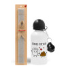 Easter Set, metallic aluminum water bottle (500ml) & aromatic flat Easter candle (30cm) (GRAY)