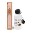 Easter Set, metallic aluminum bottle (500ml) & aromatic flat Easter candle (30cm) (PINK)