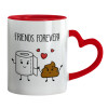 Mug heart red handle, ceramic, 330ml
