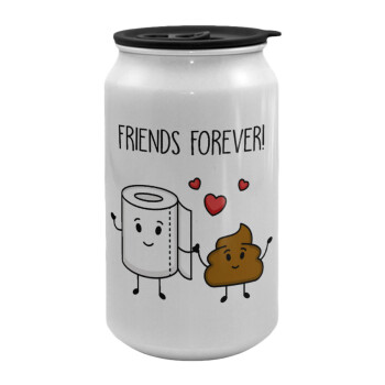 Friends forever, Κούπα ταξιδιού μεταλλική με καπάκι (tin-can) 500ml