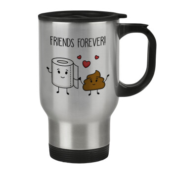 Friends forever, Stainless steel travel mug with lid, double wall 450ml