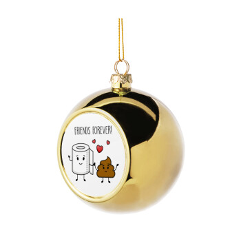 Friends forever, Golden Christmas tree ball ornament 8cm