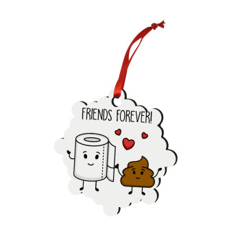 Friends forever, Χριστουγεννιάτικο στολίδι snowflake ξύλινο 7.5cm
