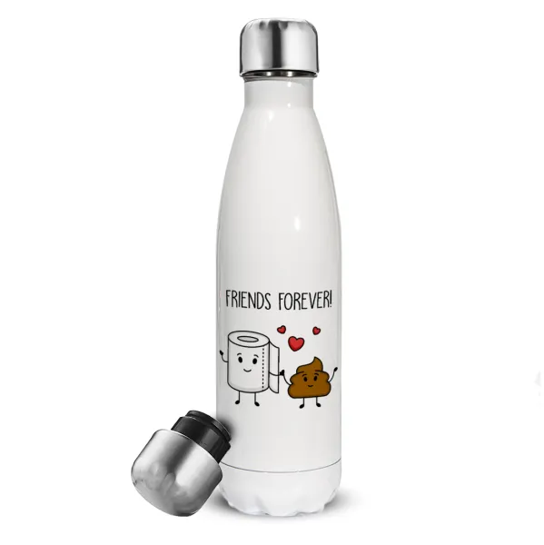 Friends forever — Metal mug thermos White (Stainless steel), double wall, 500ml