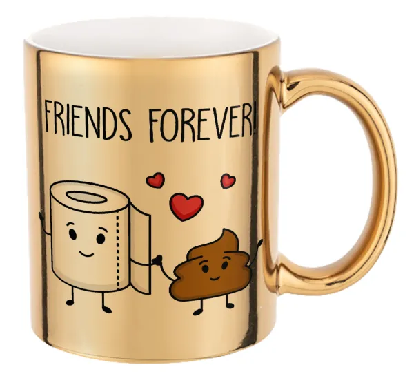 Friends forever — Κούπα κεραμική, χρυσή καθρέπτης, 330ml