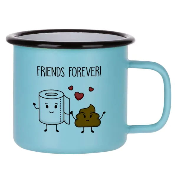 Friends forever — Κούπα Μεταλλική εμαγιέ ΜΑΤ σιέλ 360ml