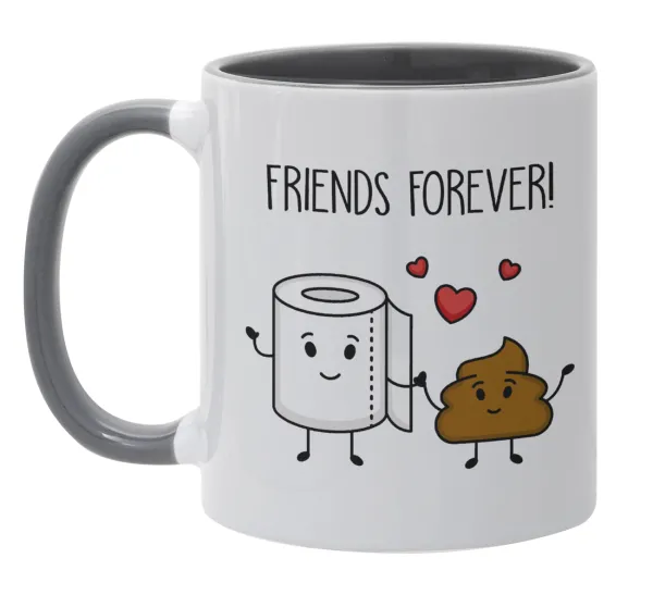 Friends forever — Κούπα χρωματιστή γκρι, κεραμική, 330ml