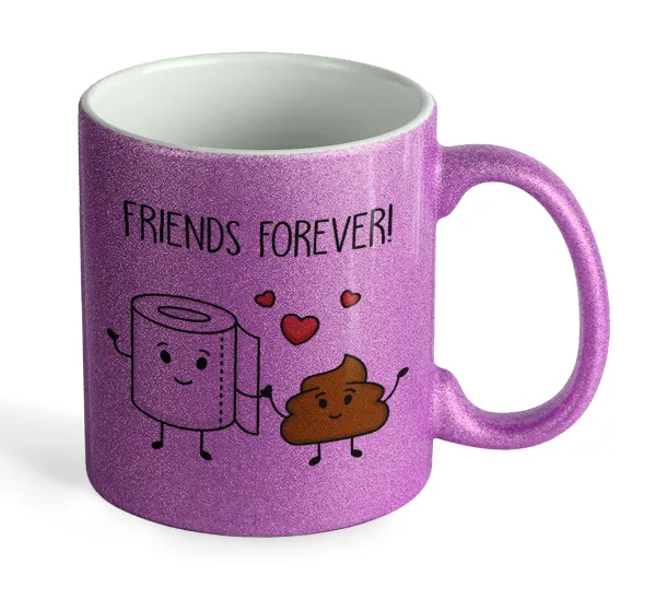 Friends forever — Κούπα Μωβ Glitter που γυαλίζει, κεραμική, 330ml
