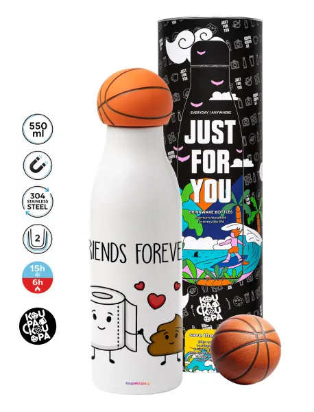 Friends forever — Bascetball Metal mug thermos, double wall, 550ml