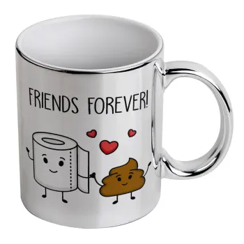 Friends forever, Κούπα κεραμική, ασημένια καθρέπτης, 330ml