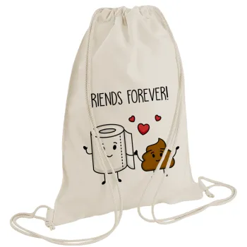 Friends forever, Τσάντα πλάτης πουγκί GYMBAG natural (28x40cm)