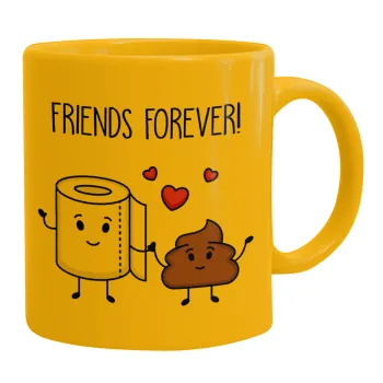 Friends forever, Κούπα, κεραμική κίτρινη, 330ml