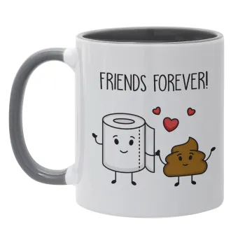 Friends forever, Κούπα χρωματιστή γκρι, κεραμική, 330ml