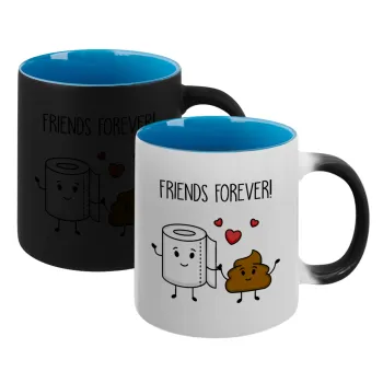 Friends forever, Κούπα Μαγική εσωτερικό μπλε, κεραμική 330ml που αλλάζει χρώμα με το ζεστό ρόφημα