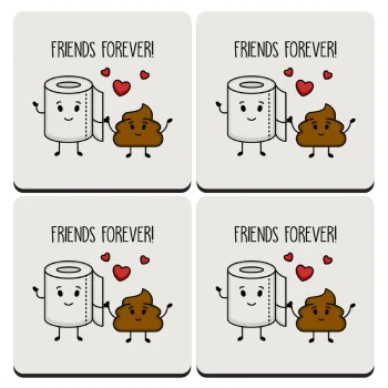 Friends forever, ΣΕΤ 4 Σουβέρ ξύλινα τετράγωνα (9cm)
