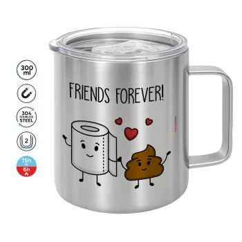 Friends forever, Double-walled stainless steel mug 300ml with temperature-retaining lid