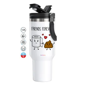 Friends forever, Mega Tumbler με καπάκι, διπλού τοιχώματος (θερμό) 1,2L