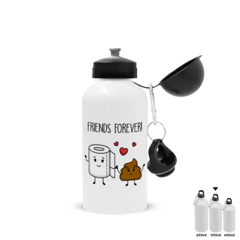 Friends forever, Μεταλλικό παγούρι νερού, Λευκό, αλουμινίου 500ml