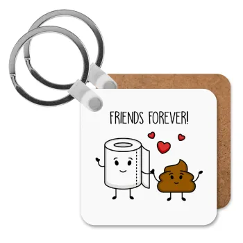 Friends forever, Μπρελόκ Ξύλινο τετράγωνο MDF