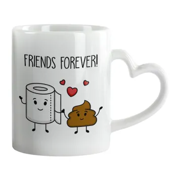 Friends forever, Κούπα καρδιά χερούλι λευκή, κεραμική, 330ml