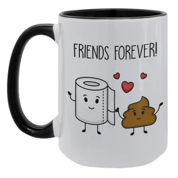 Friends forever, Κούπα Mega 15oz, κεραμική Μαύρη, 450ml