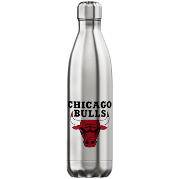 Chicago Bulls, Μεταλλικό παγούρι θερμός Inox (Stainless steel), διπλού τοιχώματος, 750ml