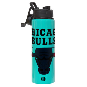 Chicago Bulls, Metallic water bottle with safety lid, 850ml aluminum