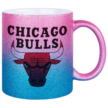 Chicago Bulls, Κούπα Χρυσή/Μπλε Glitter, κεραμική, 330ml