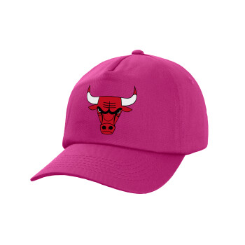 Chicago Bulls, Καπέλο παιδικό Baseball, 100% Βαμβακερό Twill, Φούξια (ΒΑΜΒΑΚΕΡΟ, ΠΑΙΔΙΚΟ, UNISEX, ONE SIZE)