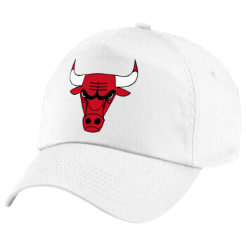 Chicago Bulls, Καπέλο παιδικό Baseball, 100% Βαμβακερό Twill, Λευκό (ΒΑΜΒΑΚΕΡΟ, ΠΑΙΔΙΚΟ, UNISEX, ONE SIZE)