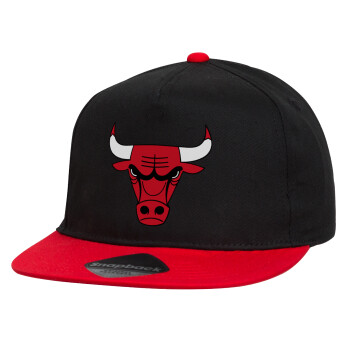 Chicago Bulls, Καπέλο παιδικό Flat Snapback, Μαύρο/Κόκκινο (100% ΒΑΜΒΑΚΕΡΟ, ΠΑΙΔΙΚΟ, UNISEX, ONE SIZE)