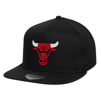 Chicago Bulls, Καπέλο παιδικό Flat Snapback, Μαύρο (100% ΒΑΜΒΑΚΕΡΟ, ΠΑΙΔΙΚΟ, UNISEX, ONE SIZE)