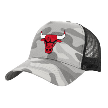 Chicago Bulls, Καπέλο Ενηλίκων Structured Trucker, με Δίχτυ, (παραλλαγή) Army Camo (100% ΒΑΜΒΑΚΕΡΟ, ΕΝΗΛΙΚΩΝ, UNISEX, ONE SIZE)