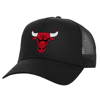 Chicago Bulls, Καπέλο Structured Trucker, Μαύρο, 100% βαμβακερό, (UNISEX, ONE SIZE)