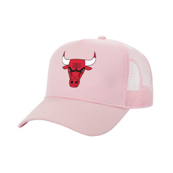 Chicago Bulls, Καπέλο Ενηλίκων Structured Trucker, με Δίχτυ, ΡΟΖ (100% ΒΑΜΒΑΚΕΡΟ, ΕΝΗΛΙΚΩΝ, UNISEX, ONE SIZE)