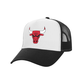 Chicago Bulls, Καπέλο Ενηλίκων Structured Trucker, με Δίχτυ, ΛΕΥΚΟ/ΜΑΥΡΟ (100% ΒΑΜΒΑΚΕΡΟ, ΕΝΗΛΙΚΩΝ, UNISEX, ONE SIZE)