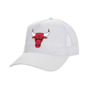Chicago Bulls, Καπέλο Ενηλίκων Structured Trucker, με Δίχτυ, ΛΕΥΚΟ (100% ΒΑΜΒΑΚΕΡΟ, ΕΝΗΛΙΚΩΝ, UNISEX, ONE SIZE)