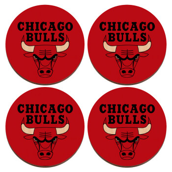 Chicago Bulls, ΣΕΤ x4 Σουβέρ ξύλινα στρογγυλά plywood (9cm)