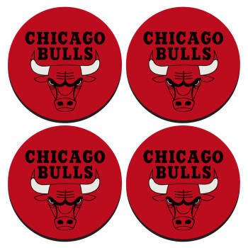 Chicago Bulls, ΣΕΤ 4 Σουβέρ ξύλινα στρογγυλά (9cm)