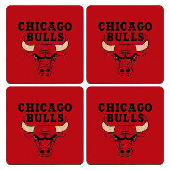 Chicago Bulls, ΣΕΤ x4 Σουβέρ ξύλινα τετράγωνα plywood (9cm)