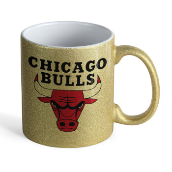 Chicago Bulls, Κούπα Χρυσή Glitter που γυαλίζει, κεραμική, 330ml